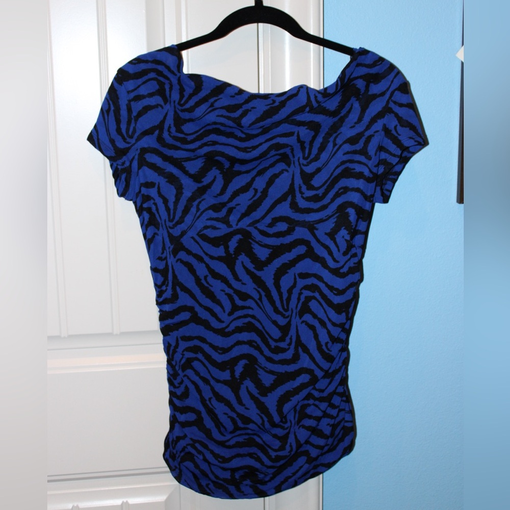 Retro zebra striped blue blouse